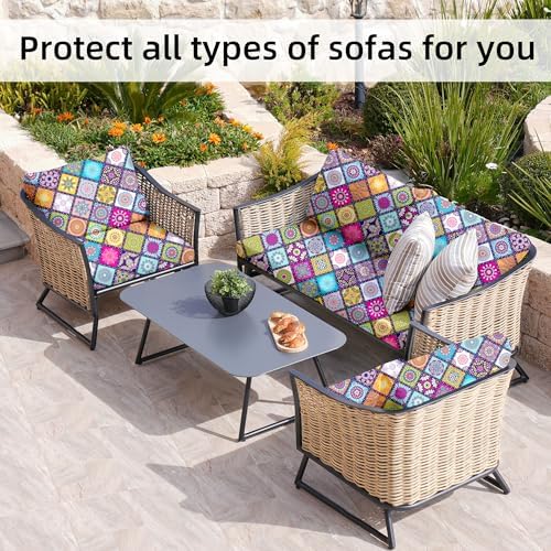 8 Pcs Outdoor Cushion Covers, Patio Sofa Cushion Covers Replacement - Image 5