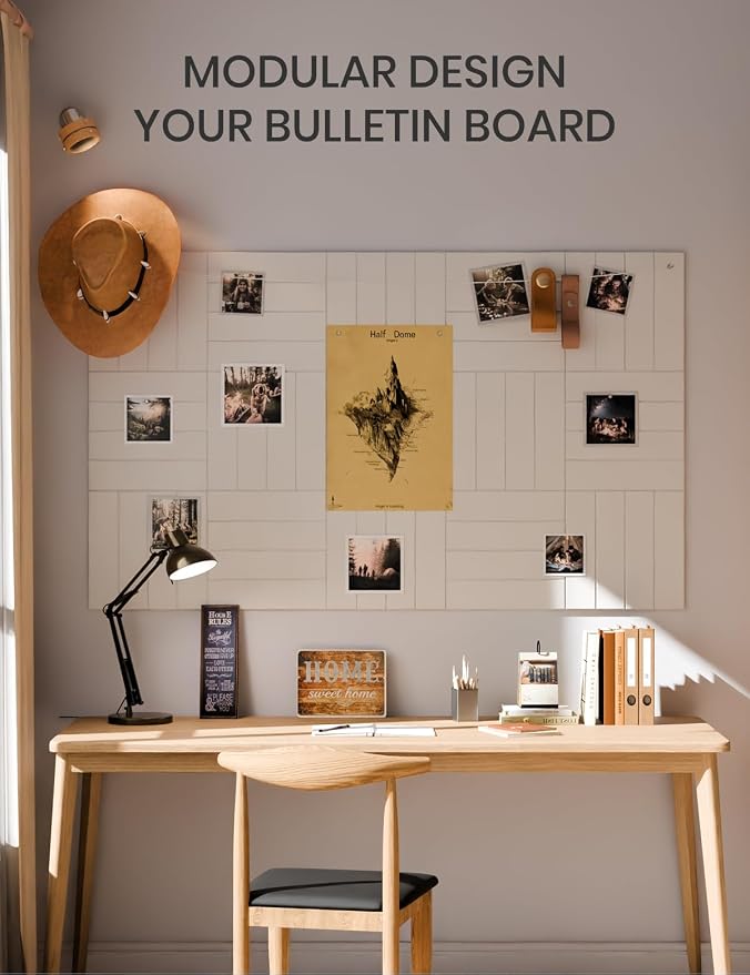 Fluxynara 36" x 24" Large Felt Bulletin Board, Milky White | 6 Pack Cork Board Alternative with 30 Safe Adhesive Tabs, Pin Boards for Wall Decor, Home, Office, Classroom,Dorm - Image 6