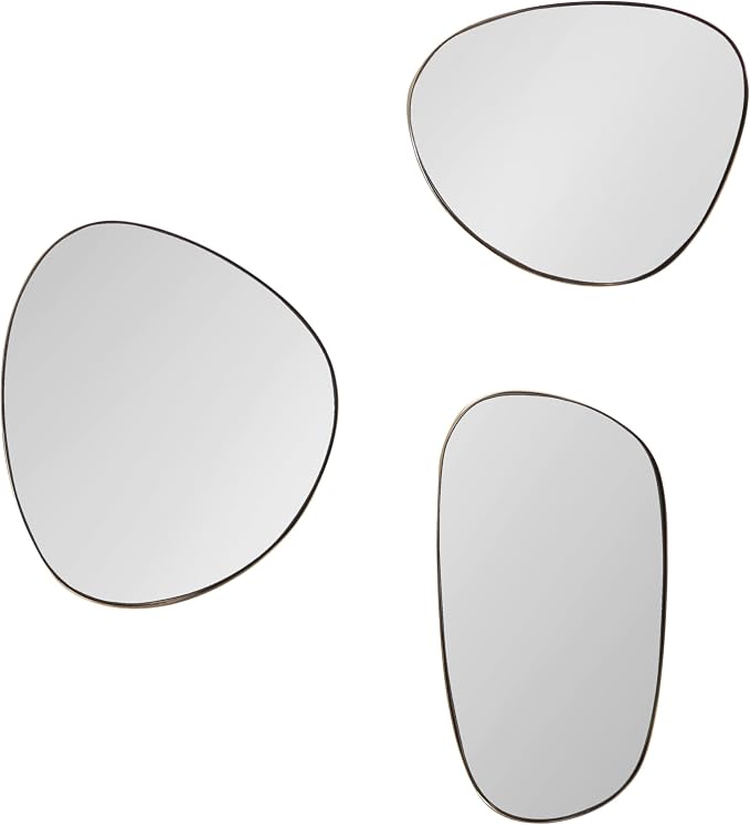 Kate and Laurel Rollo Modern Irregular Metal Wall Mirror Set, Set of 3, Varying Sizes, Gold, Decorative Three-Piece Asymmetric Mirror Set for Use as Bathroom Mirror Decor or Gallery Wall Mirrors - Image 8