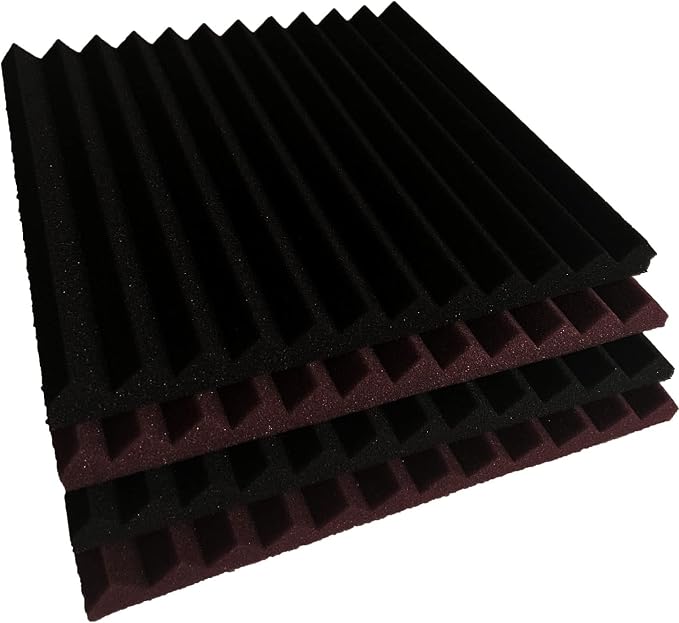 96 Pack Burgundy/Black Absorb the echo Acoustic Foam Panel Wedge Studio Soundproofing Wall Tiles 12" X 12" X 1" - Image 4