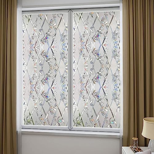 Window Privacy Film, 3D Stained Glass Film, Vinyl Decorative Window Decals, Static Cling Window Film Non-Adhesive Removable (23.6 x 157.4 inch) - Image 7