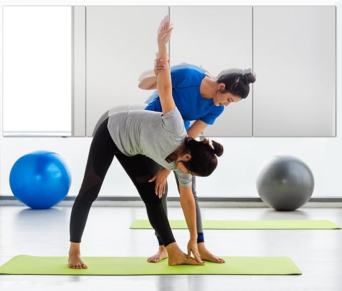 JAMBALAY Tempered Glass Home Gym Mirror, 2Pcs 48"x30" Large Gym Mirror, HD Large Full Body Mirrors for Dance, Yoga, Frameless, Fitness, Garage - Image 5