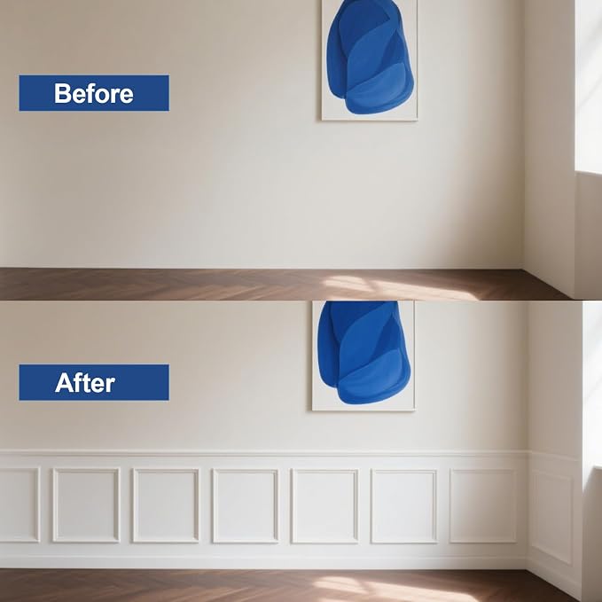 NeatiEase 12 Set Peel and Stick Wall Molding Trim Kit, 20" x20" Premade Wainscoting Panels, Self Adhesive Moulding Panel for Interior Walls Picture Frame - Image 5