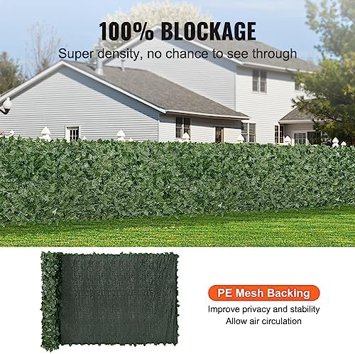 VEVOR Artificial Ivy Privacy Fence Screen, 59 x 158 in Faux Ivy Vine Leaf Hedges Fence, Greenery Privacy Fence with Mesh Cloth Backing, Green Wall Decoration for Outdoor Garden, Yard, Balcony - Image 3