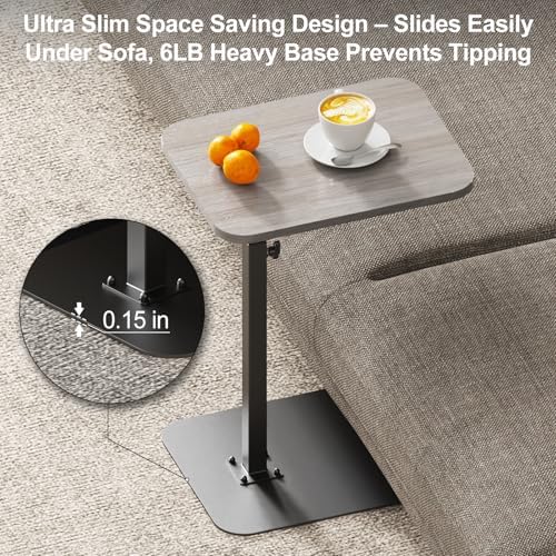 Side Table Sofa Tray for Couch Heavy Metal Base Swivel/Adjustable Height - Image 3