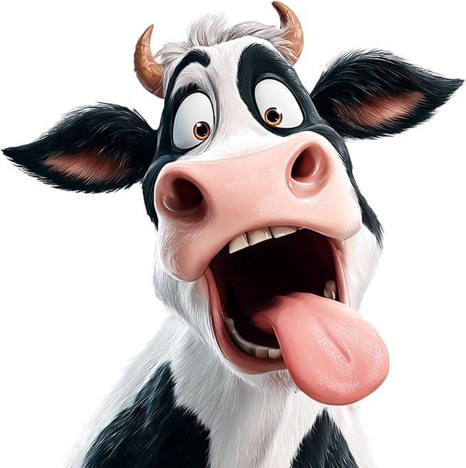 Funny Cow Wall Decals Stickers, Cartoon Farm Animal Wall Art Peel and Stick, Removable Vinyl Wall Decor for Bedroom, Living Room, Office, Home Decoration by THISFIND