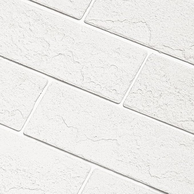 100 Old Town White Faux Brick Wall Tiles, 3D Thin Brick Veneers for Bedroom, Bathroom, Kitchen, Fireplace and Fence Wall Panels (14.2 sq ft) by TORURAL