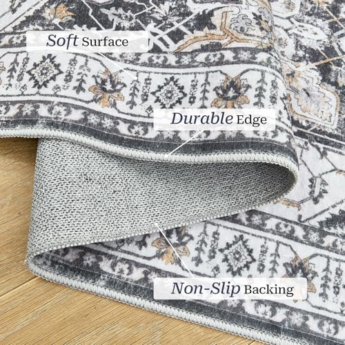 Madane Kitchen Runner 2'6''x8' Soft Rug Runners for Hallways, Black - Image 3
