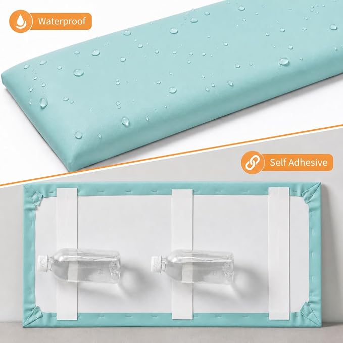 Anti Collision Wall Padding for Kids, Upholstered 3D Wall Panels | 4 Packs 7.8'' x 15.7'' Peel and Stick Headboard, Self Adhesive Wall Pads for Kids, Bedroom, Living Room, Light Blue - Image 7