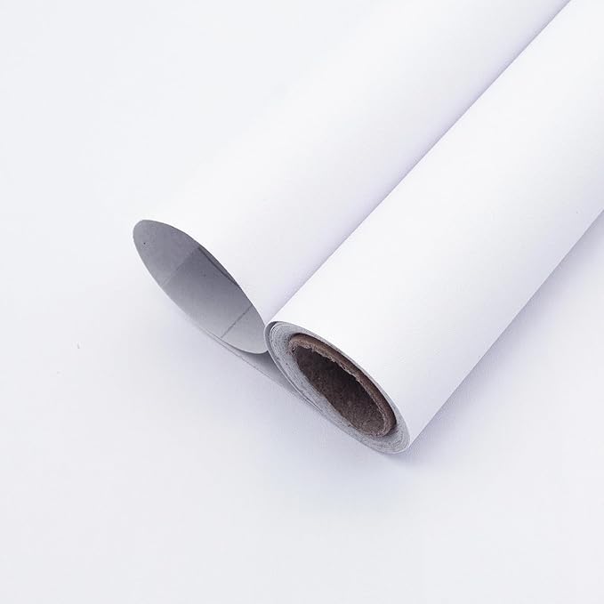 Yancorp 24"x120" Matte White Contact Papaer Peel and Stick Wallpaper Vinyl Wrap Countertop Wallpapers Waterproof for Cabinets Drawers Bedroom Kitchen Self-Adhesive Wallpaper by YancorpHomeDecor
