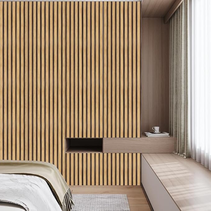 Arthome 17''x240'' Wood Slat Wallpaper Peel and Stick Self Adhesive Wood Wallpaper PVC Vinyl Decorative Removable Wallpaper Waterproof Faux Wood Grating Stripe Contact Paper for Living Room Bedroom - Image 3
