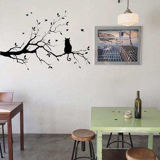 14.2 x 22in Black Cat on Tree Branches Wall Decor Stickers | DIY Removable Wall Art Decal Mural Wallpaper Home Decoration for Living Room, Bedroom, Farmhouse, Bathroom Decor - Image 5