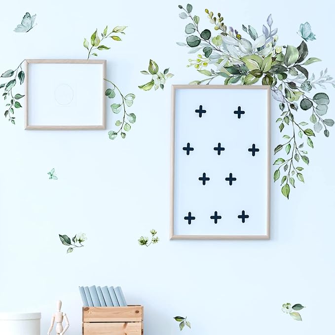 Plant Wall Decals, Removable Fresh Plants Wall Stickers Green Hanging Leaves Flowers Vines Wall Murals for Bedroom Living Room Nursery Wall Decor Wall Art as Decorations Peel and Stick - Image 5