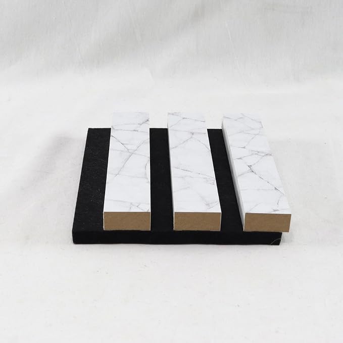Wood Slat Acoustic Panels, 4.7"x5.9" 3D Wall Panels, Modern Fluted Sound Absorbing Wall Panels for Interior Wall Decor,Office,Home,Theater,Studio, White Marble Sample - Image 4