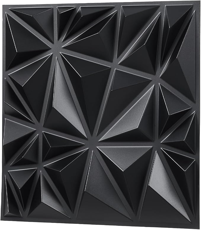 VEVOR 3D Wall Panels, 33-Pack 11.81 x 11.81 in PVC Modern Art Minimalist Diamond Tiles, 32 Sq.Ft Coverage Accent Wall Panel, Interior Home Decor for Ceiling, Bedroom, Living & Gaming Room, Matte Black - Image 11