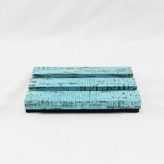 KMTOSA Wood Slatwall Panels, 5.9"x4.7" Acoustic Wall Panels | Wood Slat Acoustic Panels for Home Decor, Living Room, Bedroom, Office, Weathered Turquoise Sample - Image 5