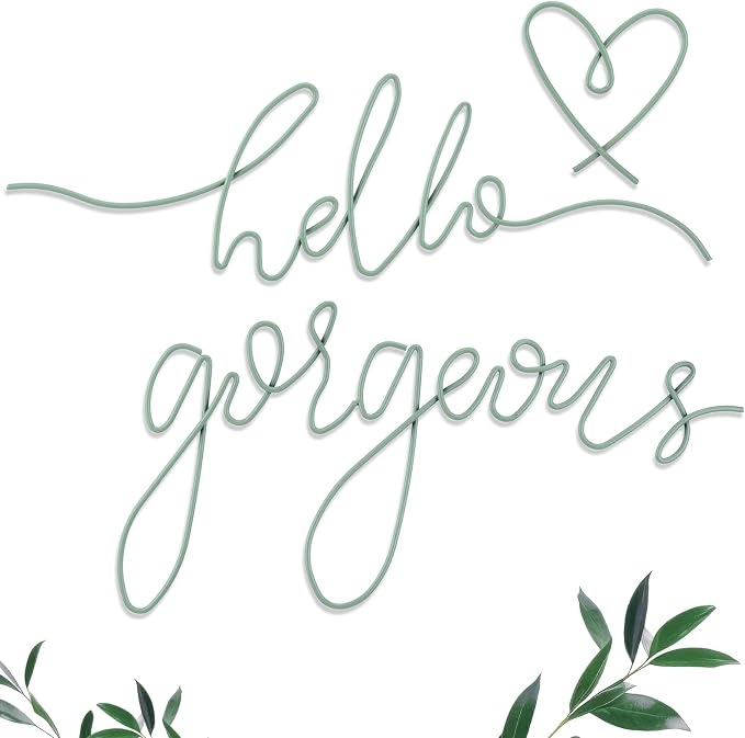 Hicarer Metal Hello Gorgeous Wall Art Minimalist Wall Decor,Green,Classic | for Bedroom Bathroom Living Room Dressing Room Salon Vanity Office Home Decoration, Easy to Install by Hicarer