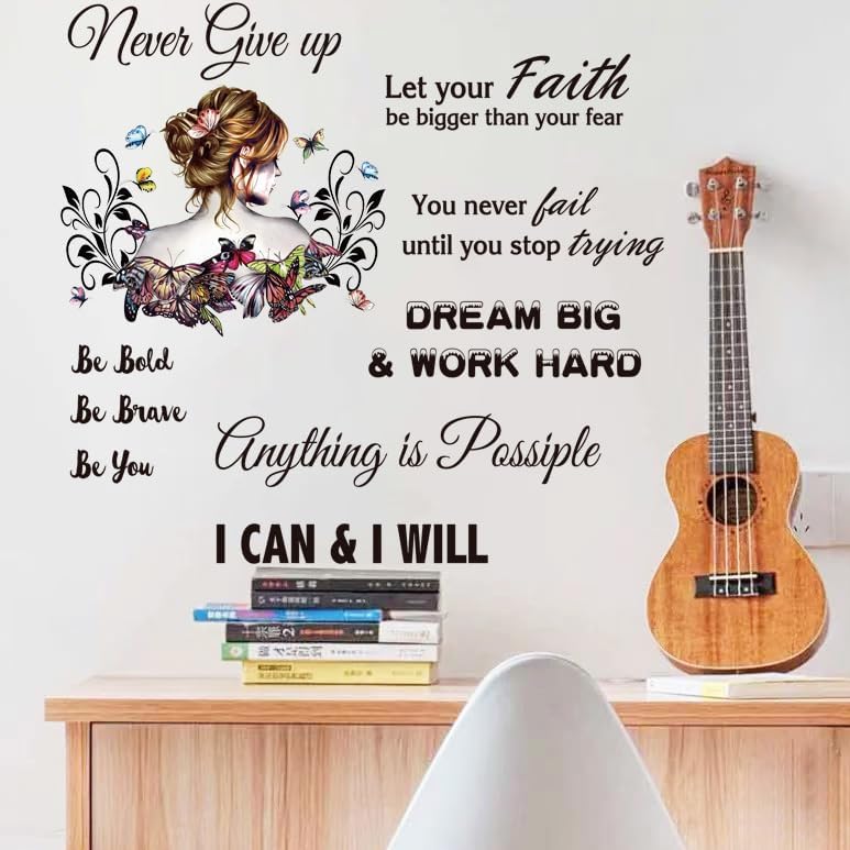 Inspirational Vinyl Wall Sticker Motivational Saying Quotes Peel and Stick Wall Decals for Mirror Bedroom Living Room Office Bathroom (Inspirational 1) - Image 2