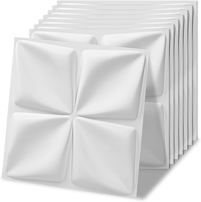 Art3d 20 Pack Decorative 3D Wall Panels, 19 Sq.Feet PVC Interior Wall Décor, 11.8"x11.8", White by Art3d