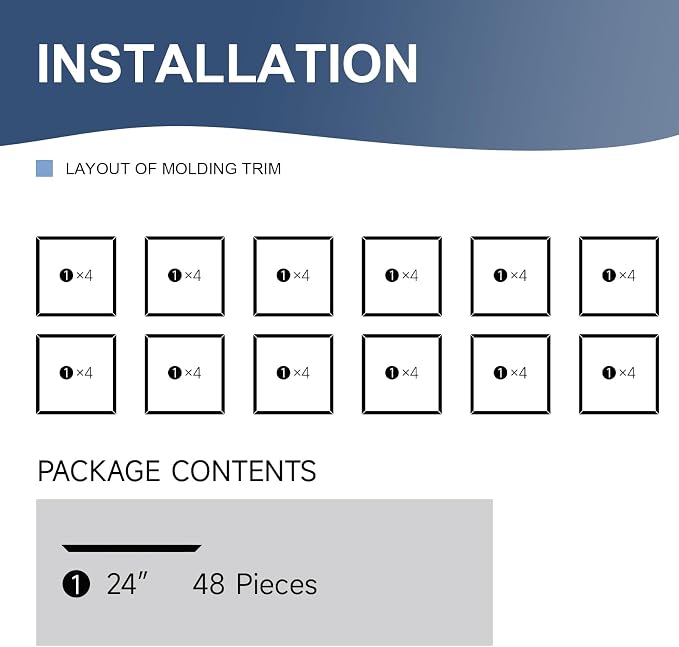 NeatiEase 12 Set Peel and Stick Wall Molding Trim Kit, 24" x24" Premade Wainscoting Panels, Self Adhesive Moulding Panel for Interior Walls Picture Frame - Image 2