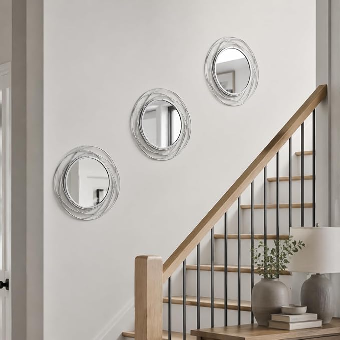 Silver Sunburst Mirror 12x12 Inch, Metal Sun Wall Decor, Small Round Decorative Wall Mirror for Living Room, Bedroom, Entryway, Bathroom - Image 5