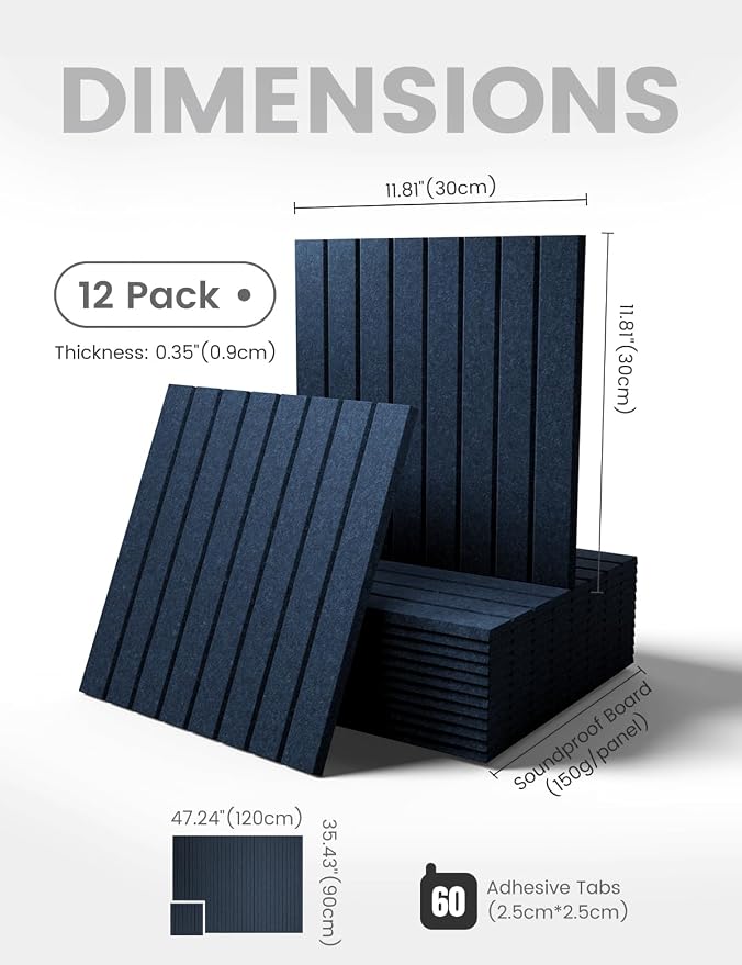 Fluxynara 48" x 36" Large Felt Bulletin Board, Carbon Blue | 12 Pack Cork Board Alternative with 60 Safe Adhesive Tabs, Pin Boards for Wall Decor, Home, Office, Classroom,Dorm - Image 2