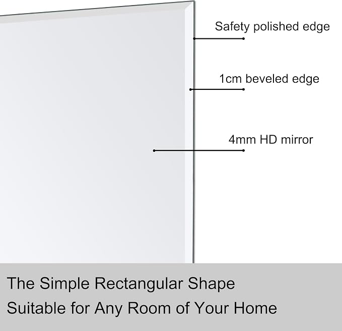 Bathroom Mirror for Over Sink 36x24 Inch Frameless Wall Mirror Beveled Edge - Image 5