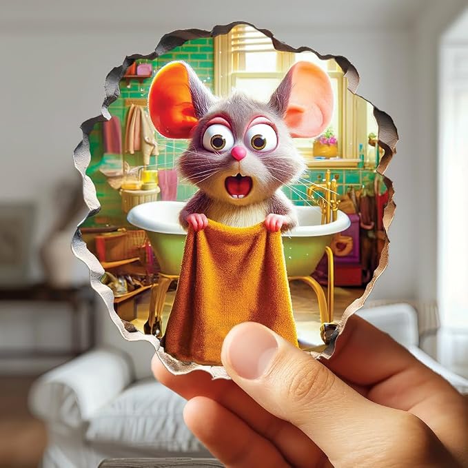 Funny 3D Mouse Shower Wall Sticker – Removable Mousehole Bathroom Décor for Kids or Whimsical Homes by MICESTERPIECE - Image 6