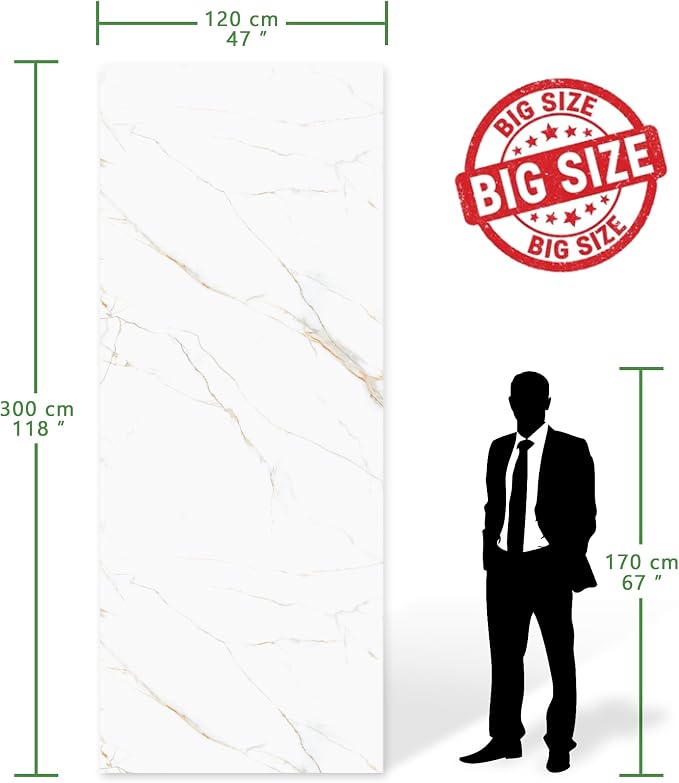 Marble Peel and Stick Waterproof Wall Paneling, 118" x 47" Statuario Gold Glossy Finish Self-Adhesive Backsplash Tile Vinyl Wall Panel for Kitchen Bathroom Wall Decor, Covers 38.75 Sq. Ft. - Image 2