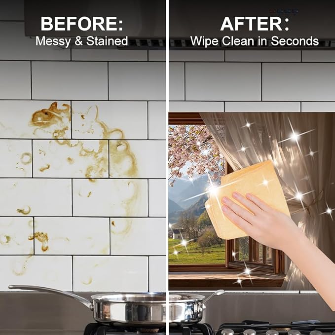 Cherry Blossom Mountain Kitchen Backsplash Peel and Stick, 30x16 in | Curtained window onto cherry blossoms over a sunlit mountain valley; flat 2D waterproof peel and stick; wipe clean; 30x16 in - Image 4