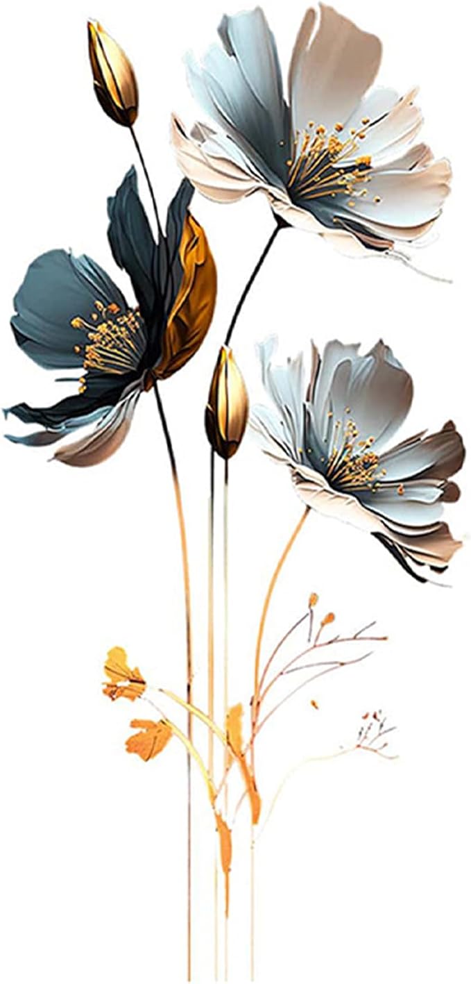 Black and Gold Wall Decor Decals, 3D Flower Wall Stickers Floral Gold Leaves Plants Butterfly Wall Decals for Bedroom Living Room Sofa TV Background Nursery Bathroom Decor - Image 7