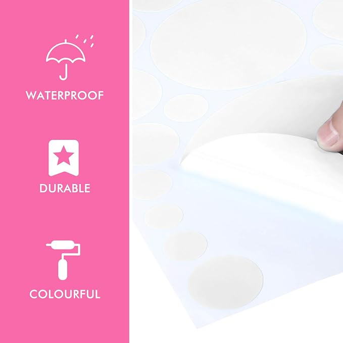 Zonon 264 Pcs White Polka Dot Wall Decals, Circle Vinyl Stickers | Removable Peel and Stick, For Nursery Bedroom Playroom Classroom Decor, Easy Application on Smooth Surfaces, Safe Vinyl - Image 6