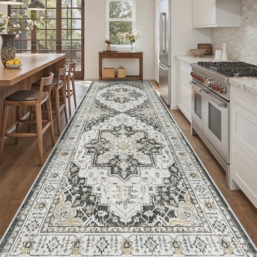 Madane 4x10 Wide Hallway Runner Rug Washable for Living Room, Black - Image 2