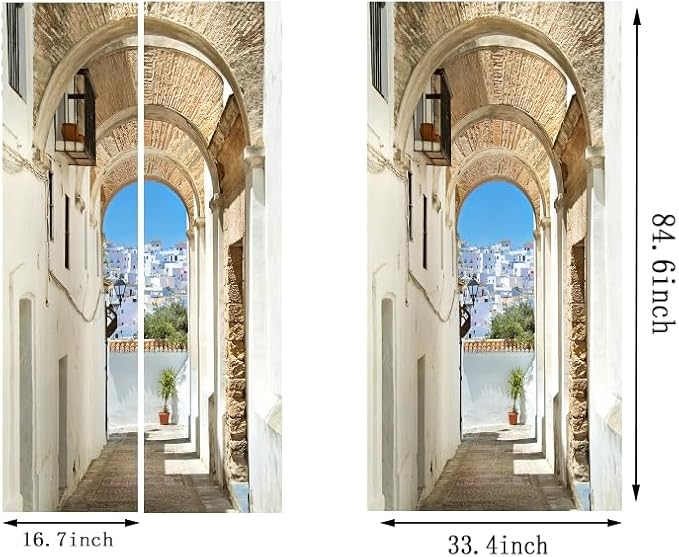 artfanke 3D Garden Scenery Peel and Stick Door Sticker 33.5"x84.6"-Self-Adhesive Door Wall Murals Wallpaper Poster for Bedroom Home Decor(2 Sheets/Set) - Image 6