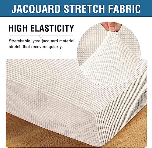 H.VERSAILTEX Super Stretch Individual Seat Cushion Covers Sofa Covers Couch Cushion Covers Slipcover Sets Thick Jacquard Textured Twill Fabric (1 Piece Sofa Cushion Cover, Ivory) - Image 4