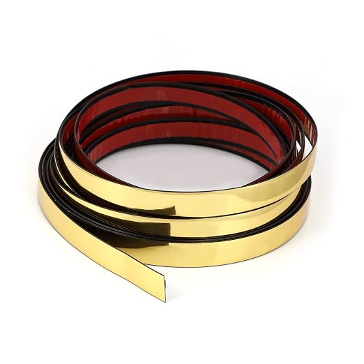 Metallic Gold Mirror Border Trim Peel and Stick PVC Wall Molding Trim Tape Self Adhesive Shiny Gold Decorative Trim for TV, Wall, Mirror, Door, Wardrobe (1/2 in X 16.4 FT, Gold) by SICCOMA
