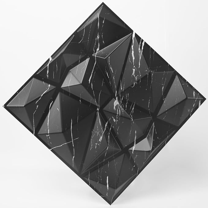 Art3d A10315BM 3D Diamond Design Paneling for Interior Decor, Living Room, TV Wall Background, Bedroom, Gaming Setup, 11.8" x 11.8", Black Marble, 33 Pack - Image 9