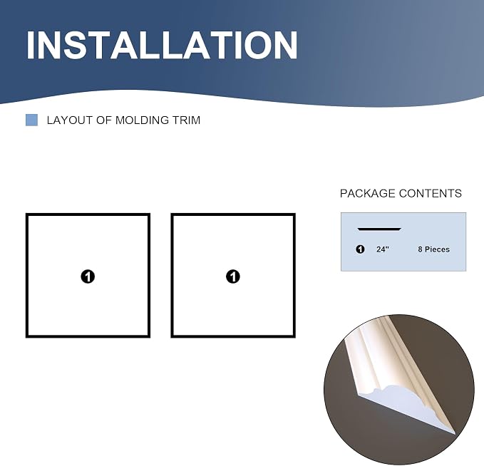 NeatiEase 2 Set Peel and Stick Wall Molding Trim Kit, 24" x24" Premade Wainscoting Panels, Self Adhesive Moulding Panel for Interior Walls Picture Frame - Image 2