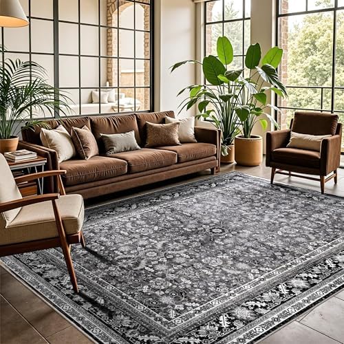 OPPODREAM Vintage Black Area Rugs 6x9, Washable Rug for Living Room by OPPODREAM