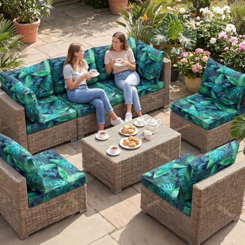 14Pcs Patio Cushion Covers Stretch Outdoor Furniture Protector Slipcovers - Image 2