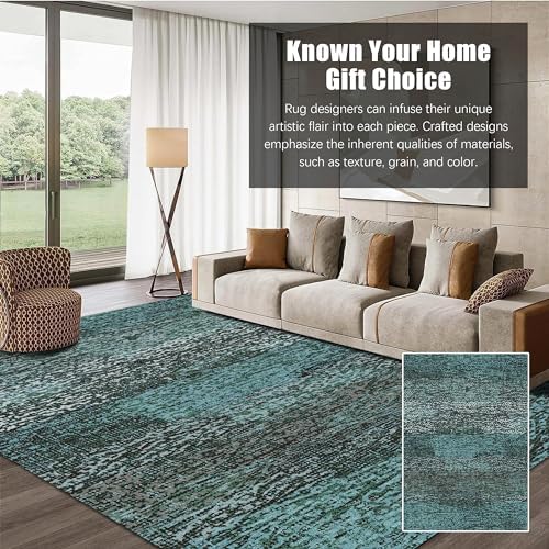 RUGSURE Washable Area Rug - 1/6 Thick - Stain & Water Resistant Non-Slip - Resistant Rug for Living Room, Bedroom, Nursery, Pet & Child Friendly, Vintage Charm Area Rugs (Green, 5' x 7') - Image 3
