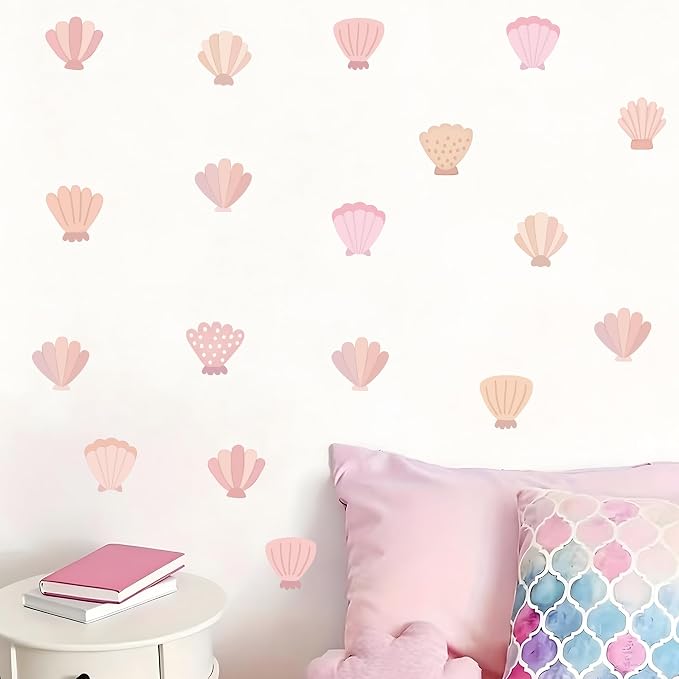 Seashell Wall Decals, Peel and Stick Under the Sea Watercolor Scallop Mural, Beach Seashell Wall Stickers for Kids, Boys and Girls Room & Nursery Decor (Seashell Wall Decals) - Image 7