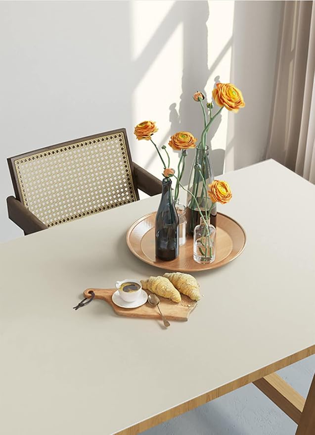 Dimoon 118''x15.7'' Cream Skin Peel and Stick Wallpaper Contact Paper Modern Self Adhesive Wall Paper Removable Renter Friendly Textured Solid Color Cabinet Vinyl Roll (118''x15.7'',Cream Skin) - Image 3