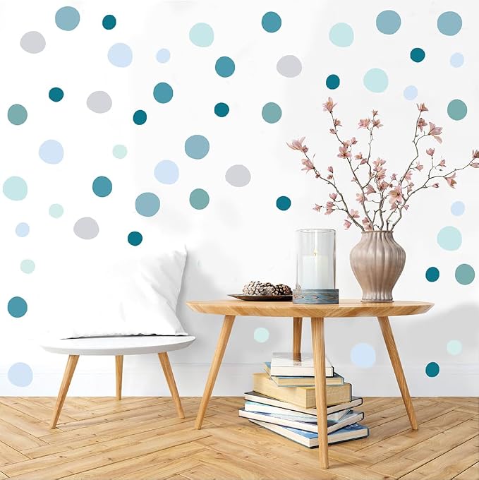 300 Pcs Removable Boho Blue Green Neutral Dot Vinyl Wall Decals Set | 10 Sheets Waterproof Peel & Stick Matte Circle Stickers for Bedroom, Living Room & Accent Wall Decor(Mixed Size 1.2–2 in) - Image 5
