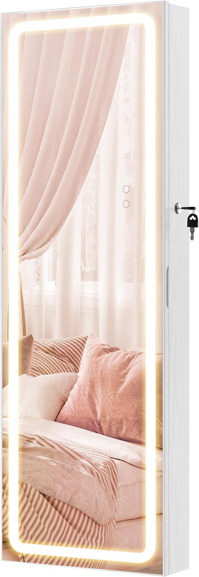 SONGMICS Mirror Jewelry Cabinet Armoire, Wall or Door Mounted, LED Mirror - Image 9