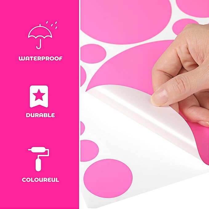 Zonon 264 Pcs Pink Polka Dot Wall Decals, Circle Vinyl Peel and Stick | Removable Stickers for Nursery Bedroom Playroom Classroom, Colorful Circle Design, Easy Apply and Reposition, Safe Vinyl - Image 3