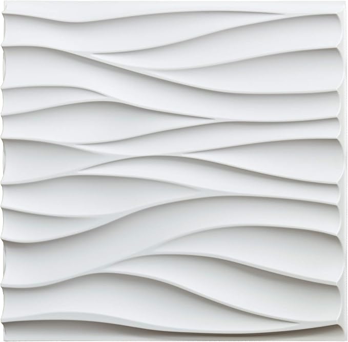 Art3d 19.7" x 19.7" (Pack of 12) Wall Panel Wavy, White - Image 2