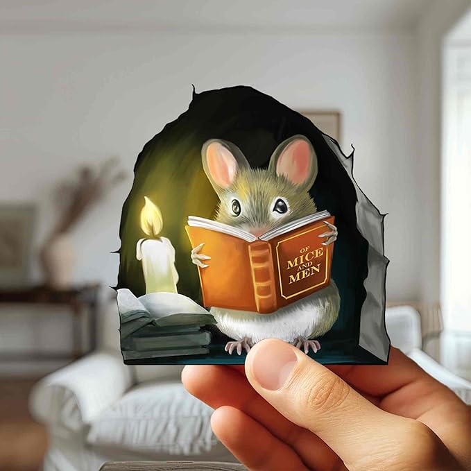 Mouse Reading Book, Wall Decor Sticker Decal, Kids Room, Classroom, Home, Bedroom, Bookcase, Book Lover, of Mice and Men, Children, Adorable, (Mouse Reading Book) - Image 6