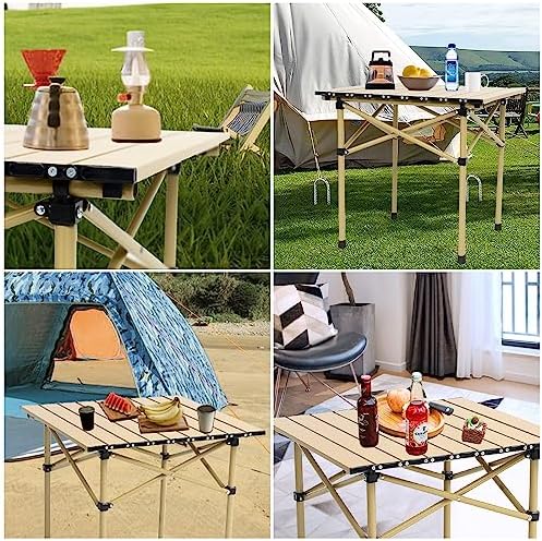 Wind Tour Portable Camping Table Folding Side Table Aluminum Lightweight Table with Carry Bag for Outdoor Cooking Hiking Picnics BBQ Travel (37.4 * 22.4 * 19.7Inches,Khaki) - Image 4