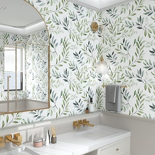 Danodoi Sage Green Vintage Leaf Peel and Stick Wallpaper 17.5" x 393" | Waterproof Vinyl Self Adhesive Removable Renter Friendly Floral Contact Paper - Image 6